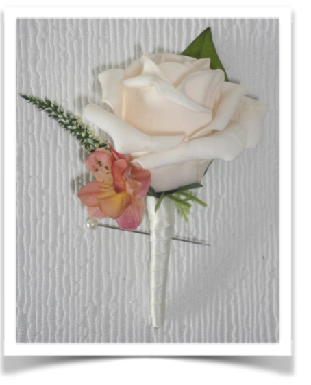 Pale Peach Rose Buttonhole with Apricot Blossom